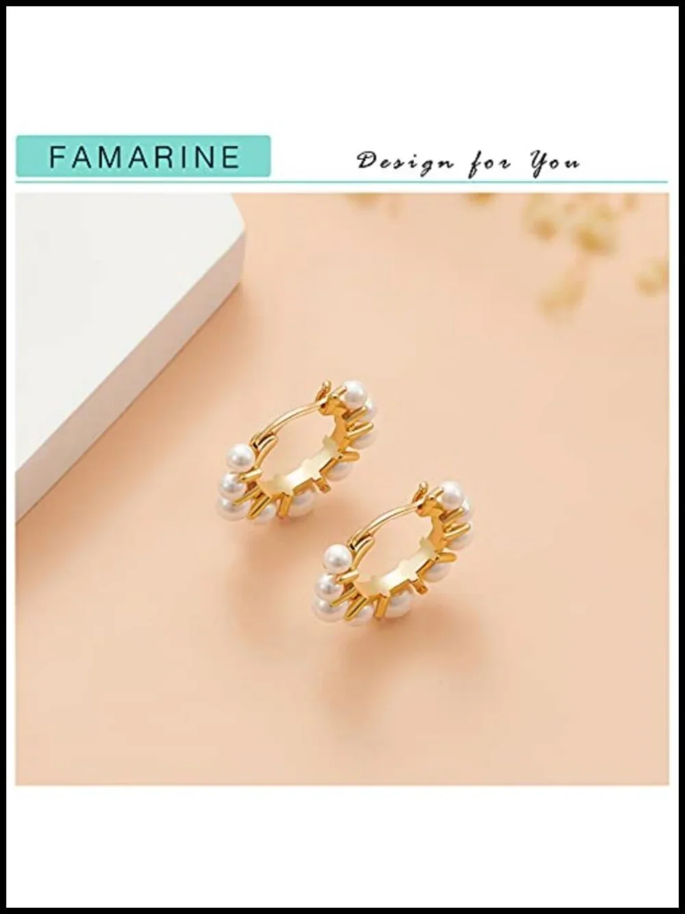 Pearl Hoop Earrings for Women - Brass - 14K - Cute & Lightweight